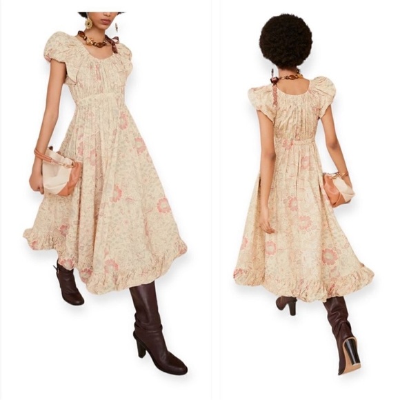 ULLA JOHNSON Nanette Dress in Haze Midi Dress Floral Print Size 6 Cotton Poplin‎ - Picture 16 of 16